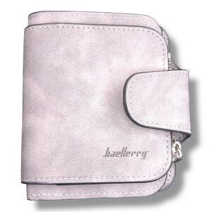 Baellerry Light Grey Faux Suede Folding Wallet Adult Unisex Travel